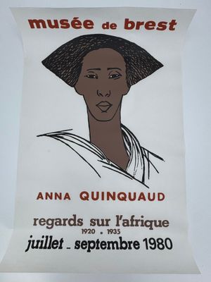 an image of a poster with a woman in a hat on it