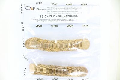 deux pièces d'or dans un sachet en plastique