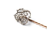 an image of a silver and diamond broochle on a stick