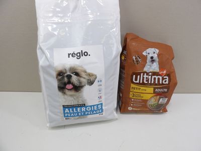 a bag of dog food next to a bag of dog food