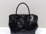Sac cabas Michael Korsch en cuir gaufré imitation crocodile noir