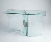 Console en verre avec attaches en métal chromé