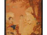 an image of a painting of a family in a wooded setting