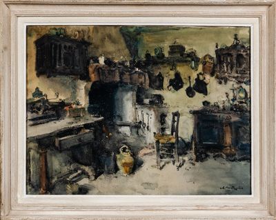 Louis MONTAGNE (1879-1960) : Intérieur de cuisine. - Photo 1