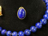 necklace and earring set with lapistone and gold