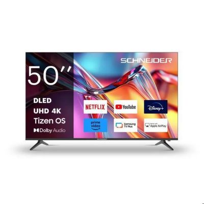 un téléviseur blanc sur lequel est inscrit « 50 pouces UHD 4K »