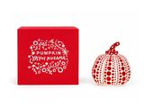 a red box with a small white pumpkin next to it