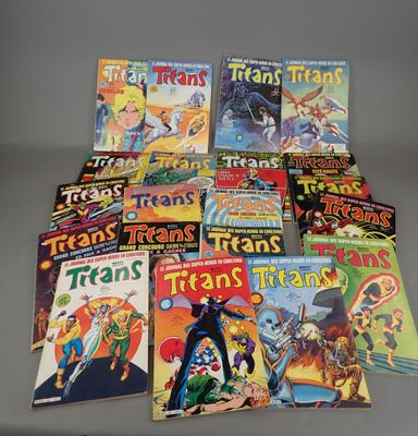 many comics are stacked on top of each other on a table