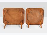 pair of mid century style wooden trays with handles