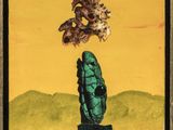 an image of a painting of a hand reaching for a dead bird