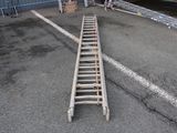 une échelle posée au milieu d'un parking