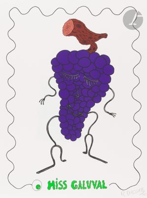 an image of a stamp with a picture of a bird on top of a bunch of grapes
