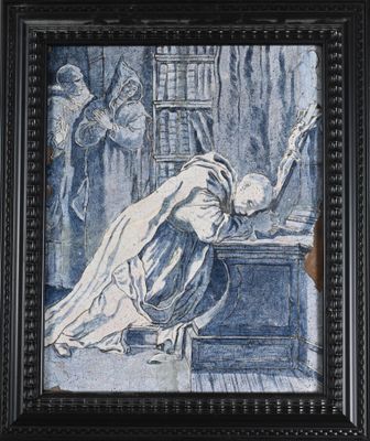 an image of a painting of a woman sitting at a desk