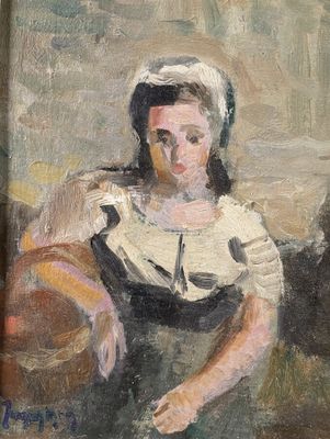 Jacques MAES (1905-1968). Portrait de femme. Huile sur carto…