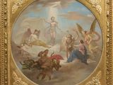 an image of a painting of a painting of a woman surrounded by angels
