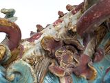 a close up of a vase with a dragon on it