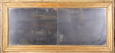 Miroir rectangulaire en bois et stuc laqués vert et doré, l'encadremen - Photo 1