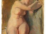 une image représentant un tableau où l'on voit une femme nue en train de se brosser les cheveux