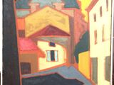 une photo d'un tableau représentant une rue avec des bâtiments