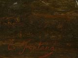 an image of a painting of a man riding a horse in a field