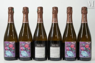 six bouteilles de vin sont alignées sur une table