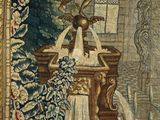 an image of a tapestry hanging on the wall of a room