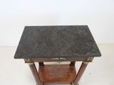 an image of a small table with a marble top on a wooden stand