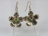 sterling silver flower earrings with peridot stones
