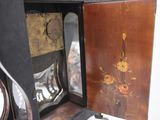 a clock that has been painted on the inside of it