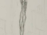 drawing of a person standing in a room with a window