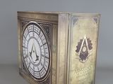 a box with a clock inside of it on a table