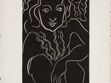 un dessin en noir et blanc représentant une femme aux cheveux longs