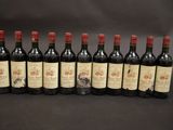 six bouteilles de vin rouge alignées