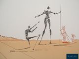 a drawing of a man and a woman in the desert