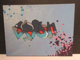 une photo d'une photo représentant un graffiti sur un mur