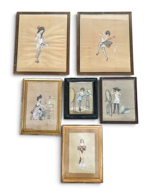 four framed pictures of a woman in a white dress and four framed pictures of a woman in a white dress