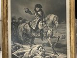 tableau représentant un homme à cheval à côté d'un animal mort