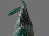 a green and grey handbag with a zipper on the top