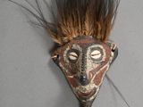 an image of a mask with feathers on it
