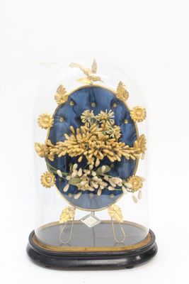 Couronne de mariée sous globe vers 1900 H.