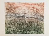 an image of a drawing of a cross in the middle of a field