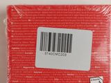 the back of a red box with a barcode on it