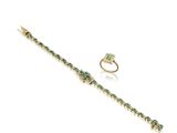 un bracelet et une bague en émeraude et diamants