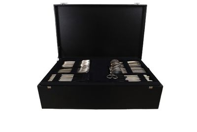 a black case with silverware in it on a white background