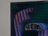 a blue and red book with a picture of a train on it
