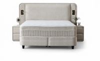1 x Lit coffre Palermo (lumière) 180x200 cm beige avec matel…