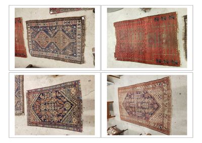 Lot de quatre tapis en laine à décors divers - Dim.