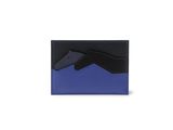 a black and blue wallet with a gun on it