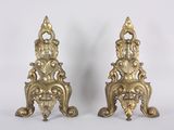 pair of antique brass candlesticks with lion heads