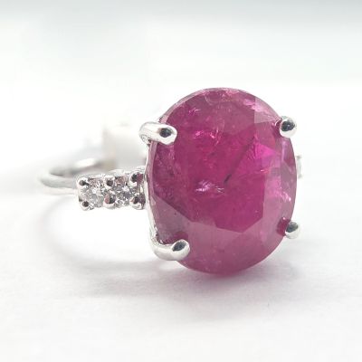 Bague EN OR Gris Sertie D'UN Rubis (6,20 CT Certiicat Pas DE…